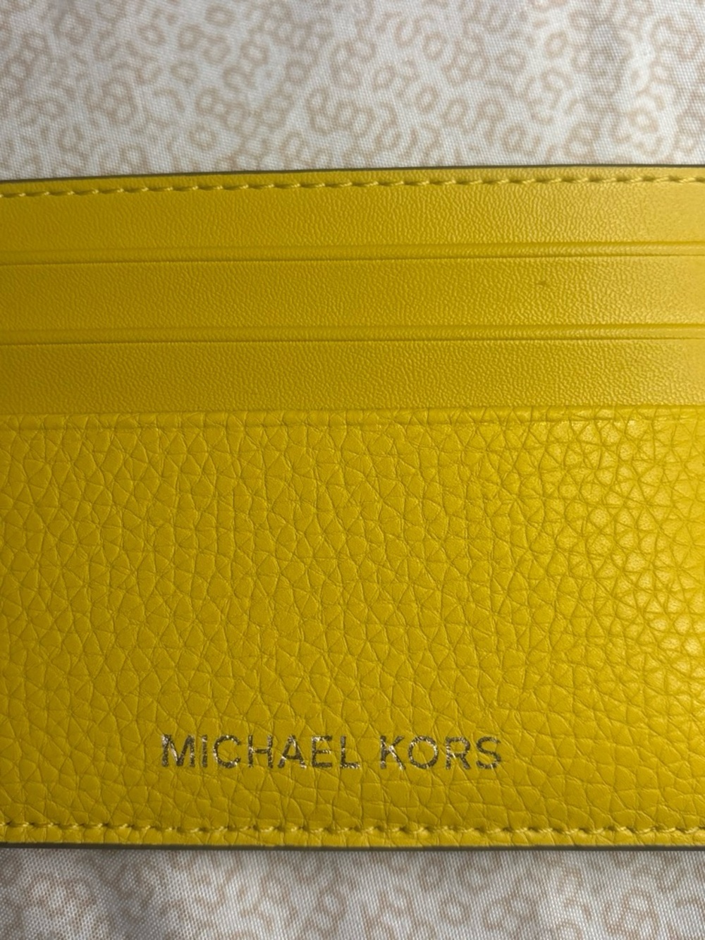 Michael Kors Bright Yellow Leather Card Case with Logo